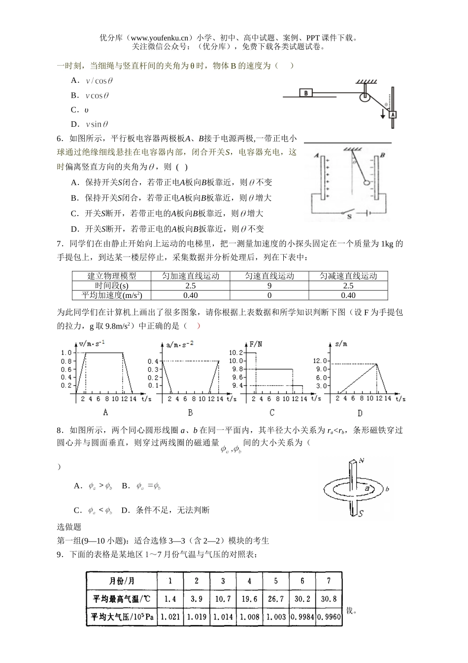 高中三年级物理08年汕尾市质量检测试卷_第2页