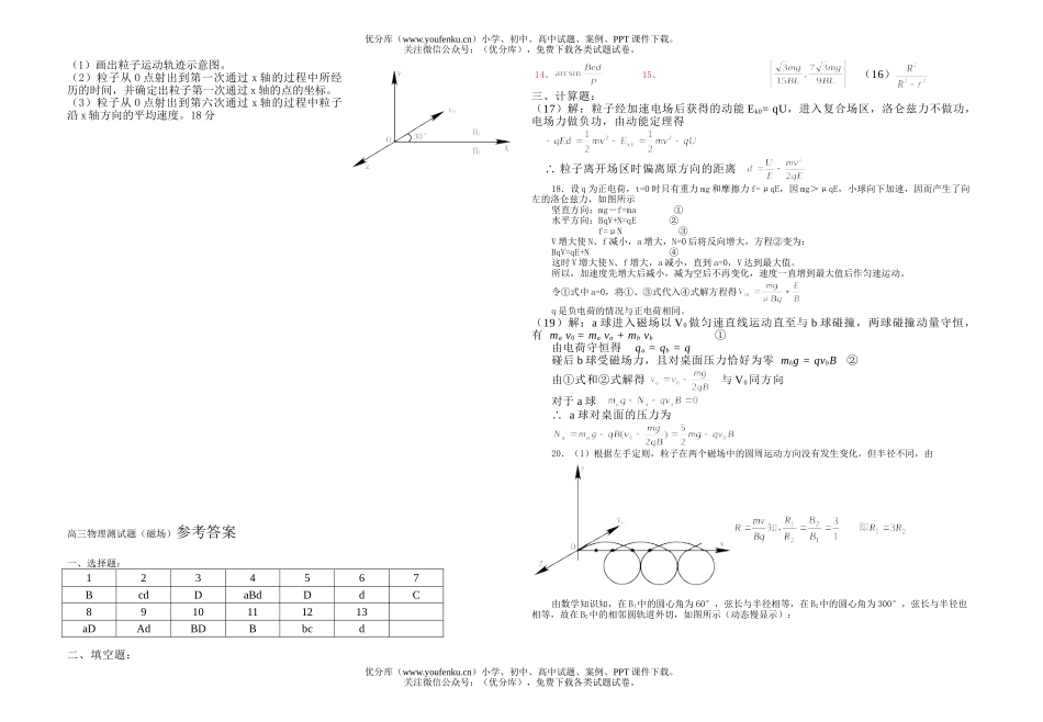 高中三年级物理测(磁场)试卷_第3页