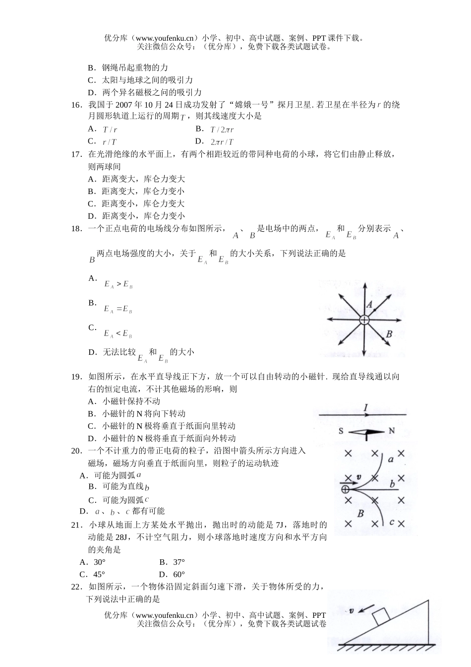 高中三年级物理08届毕业班学业水平测试卷_第2页