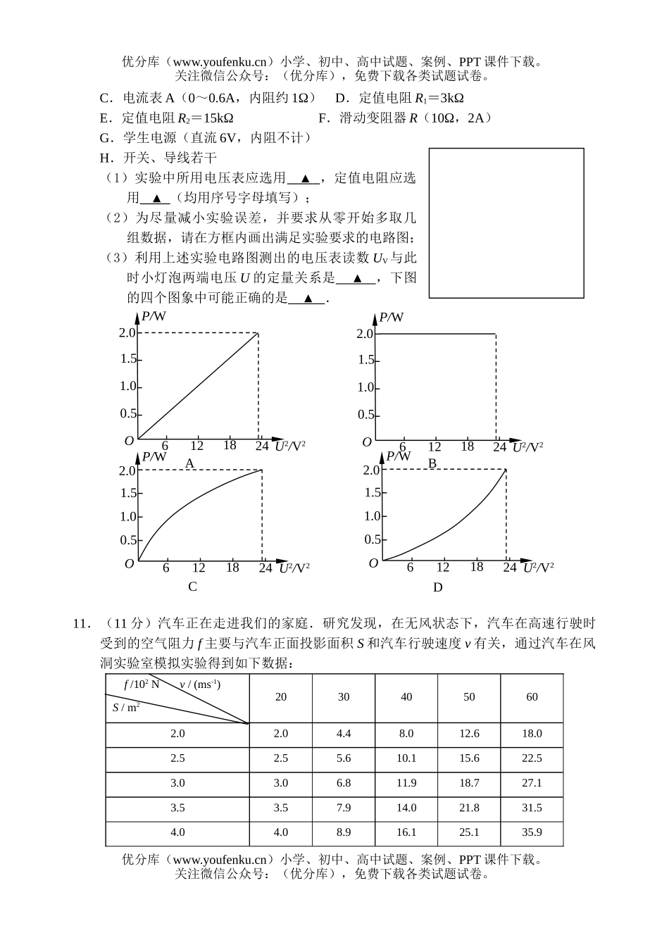 高中三年级物理复习周练试卷_第3页