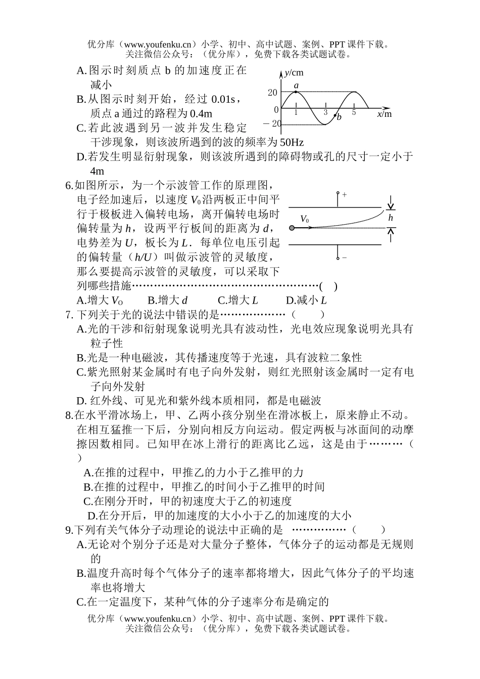 高中三年级物理模拟(四)试卷_第2页