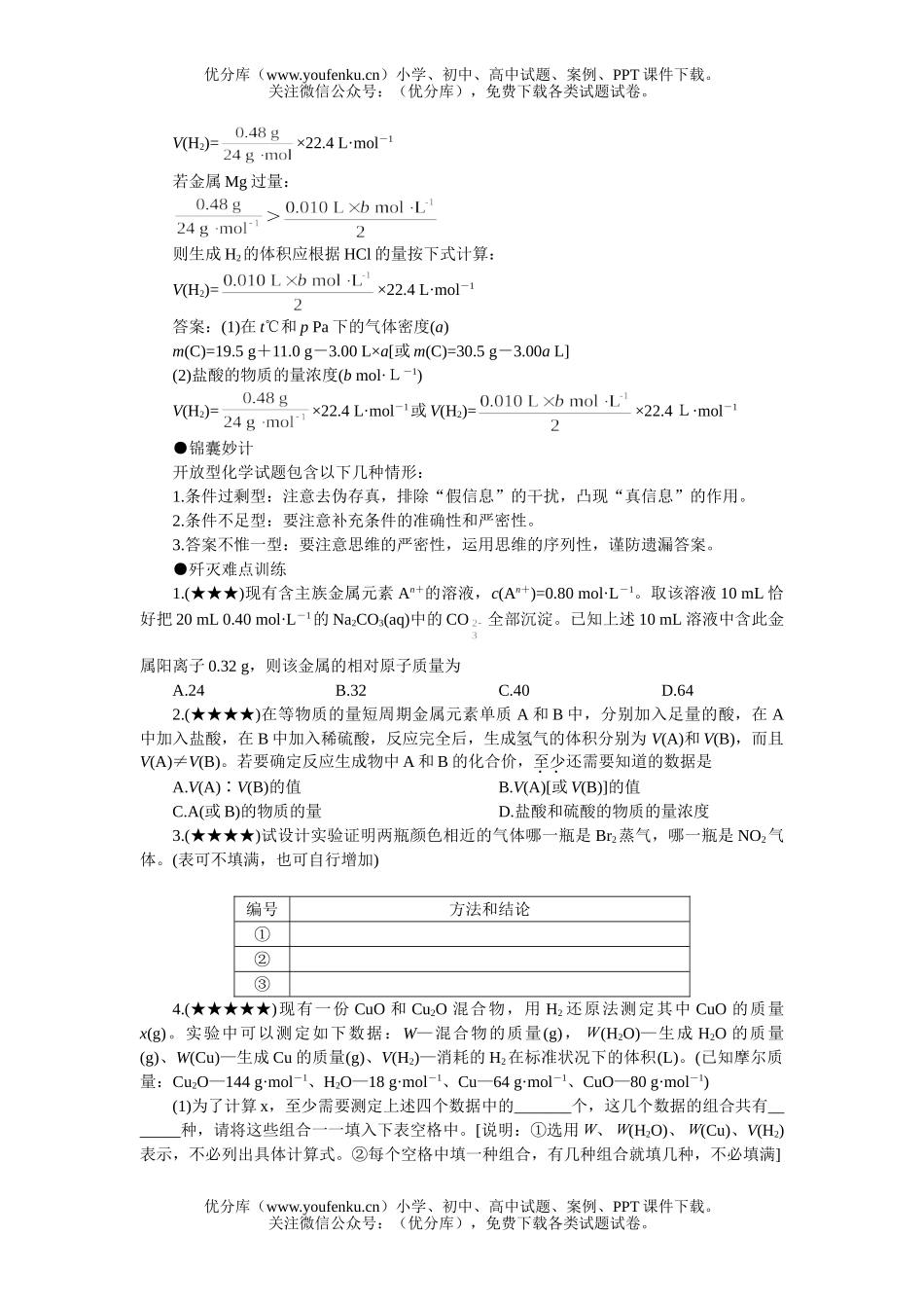 高中三年级化学开放型试卷_第2页