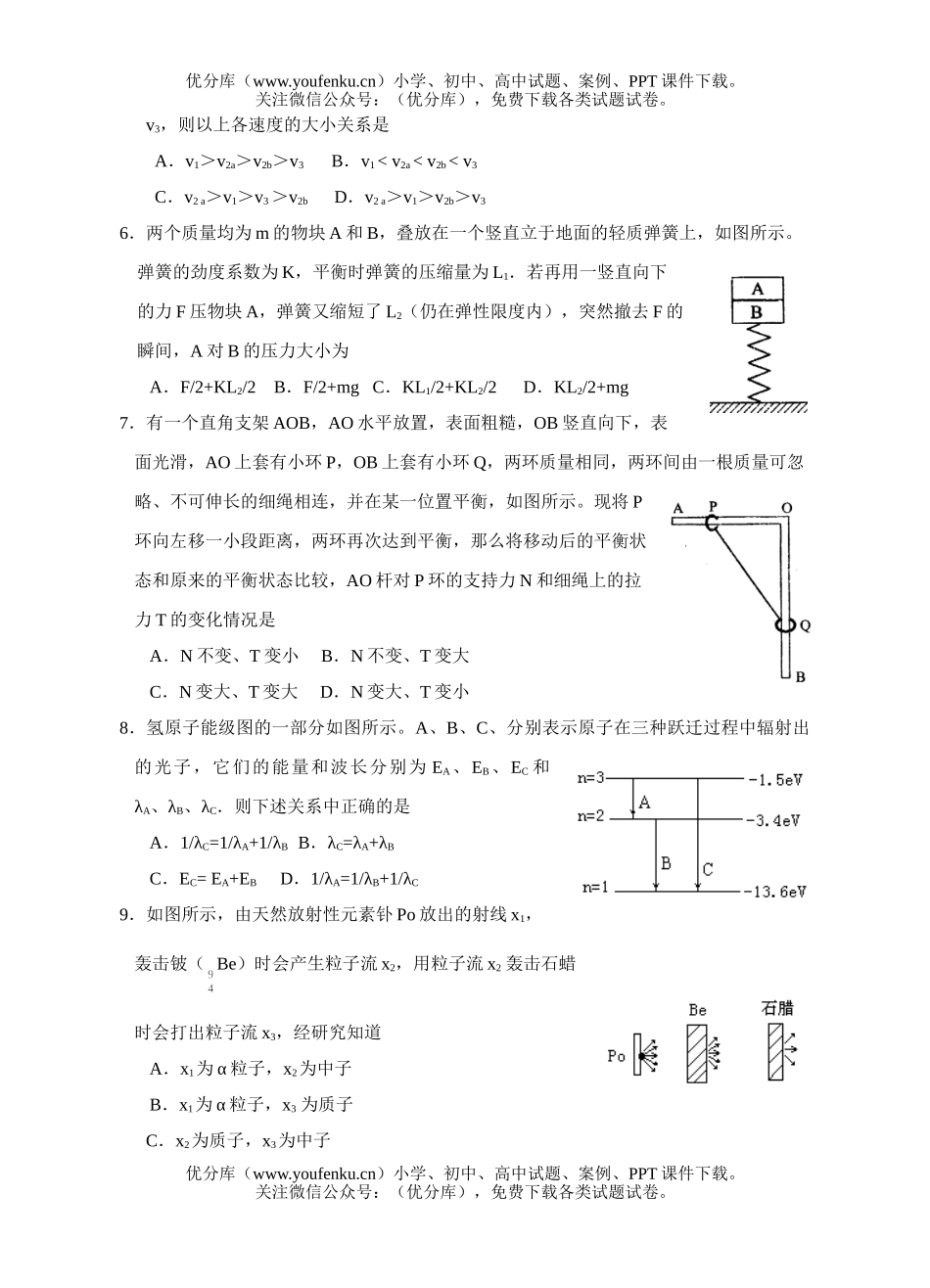高中三年级物理第一学期期中考试卷_第2页