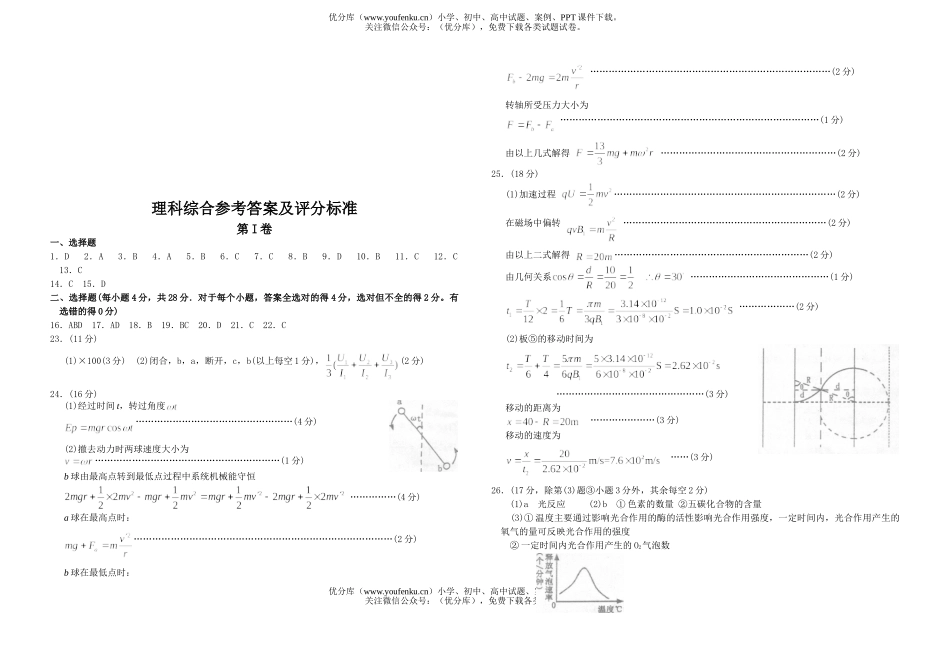 高中三年级物理08年理科综合部分诊断性测试卷_第3页