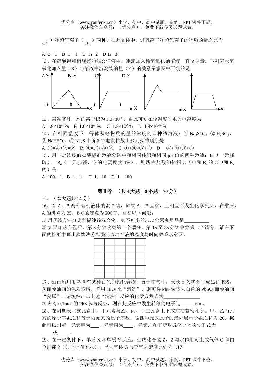 高中三年级化学高考试测题2试卷_第2页