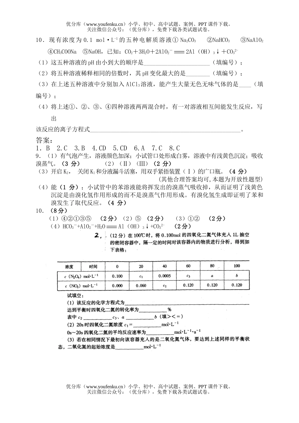 高中三年级化学级训练题二试卷_第3页