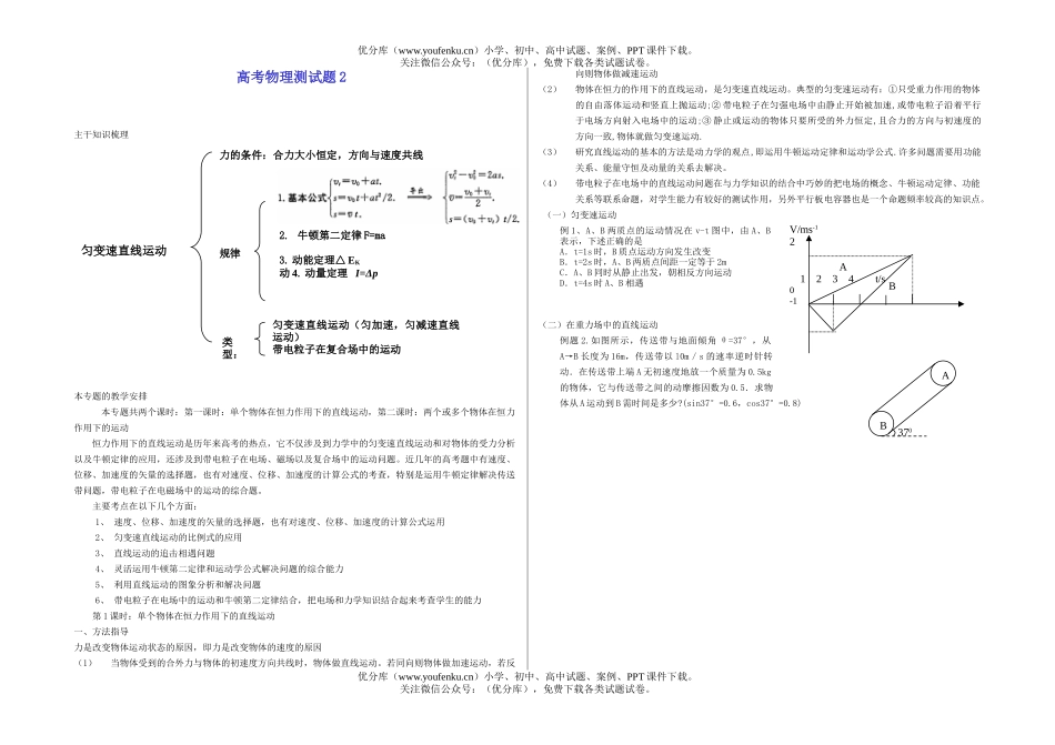 高中三年级物理高考测2试卷_第1页