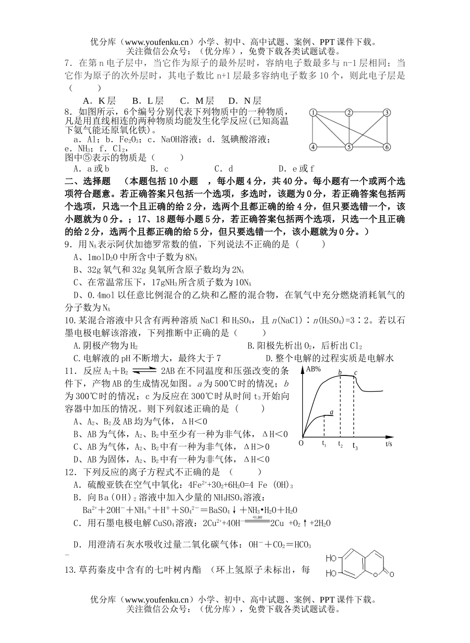 高中三年级化学双周质量检测(一)试卷_第1页