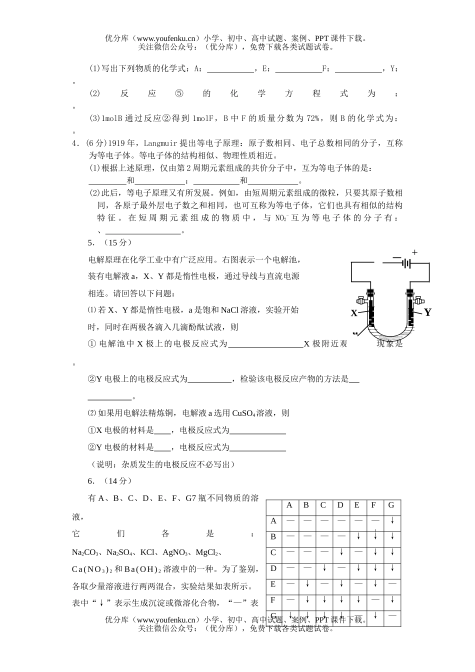 高中三年级化学高考填空题(无机理论部分)试卷_第2页