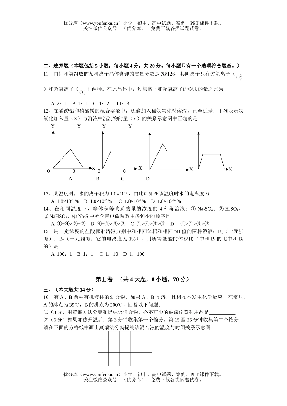 高中三年级化学高考试测题试卷_第2页