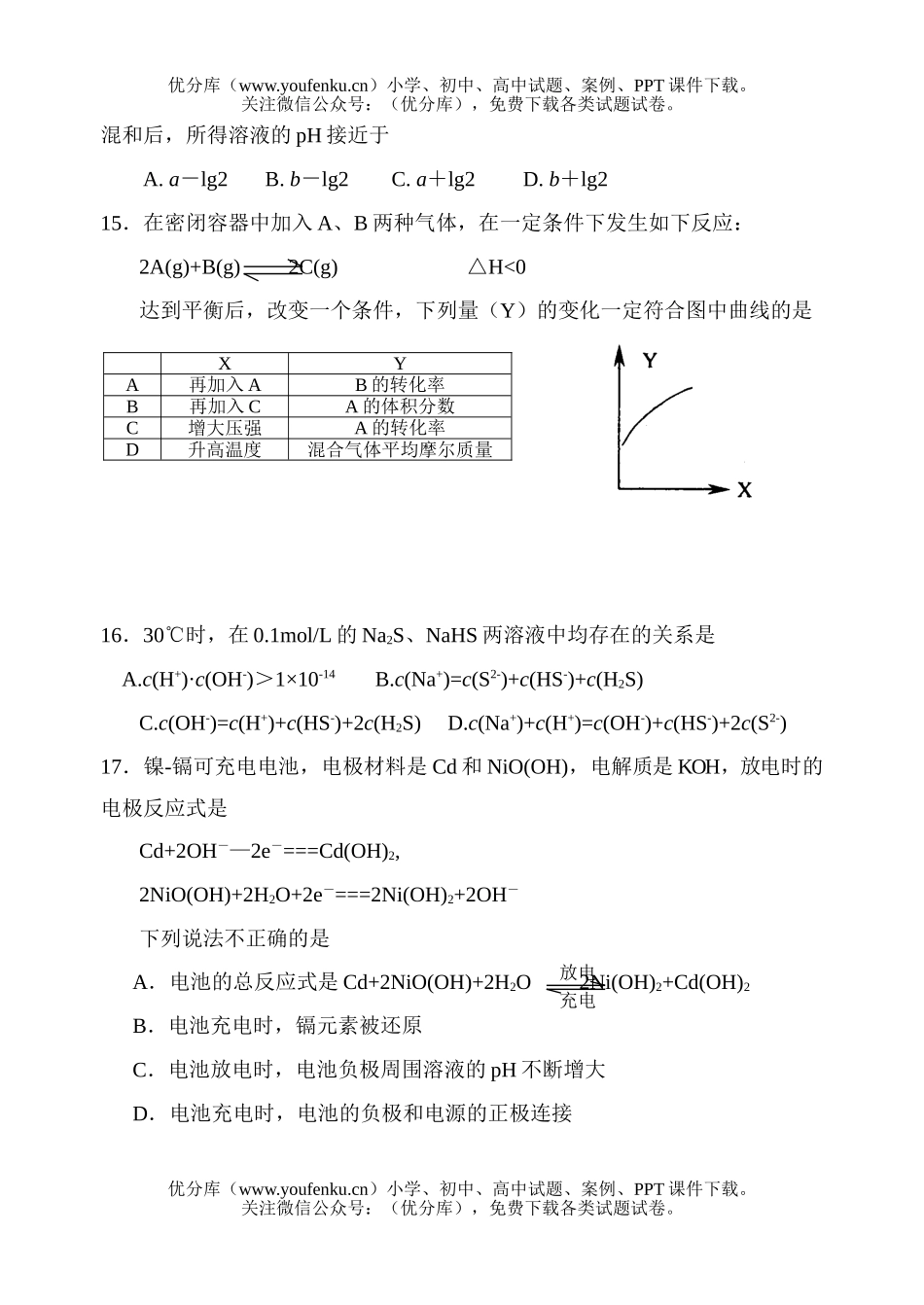 高中三年级化学第五次摸底考试卷_第3页
