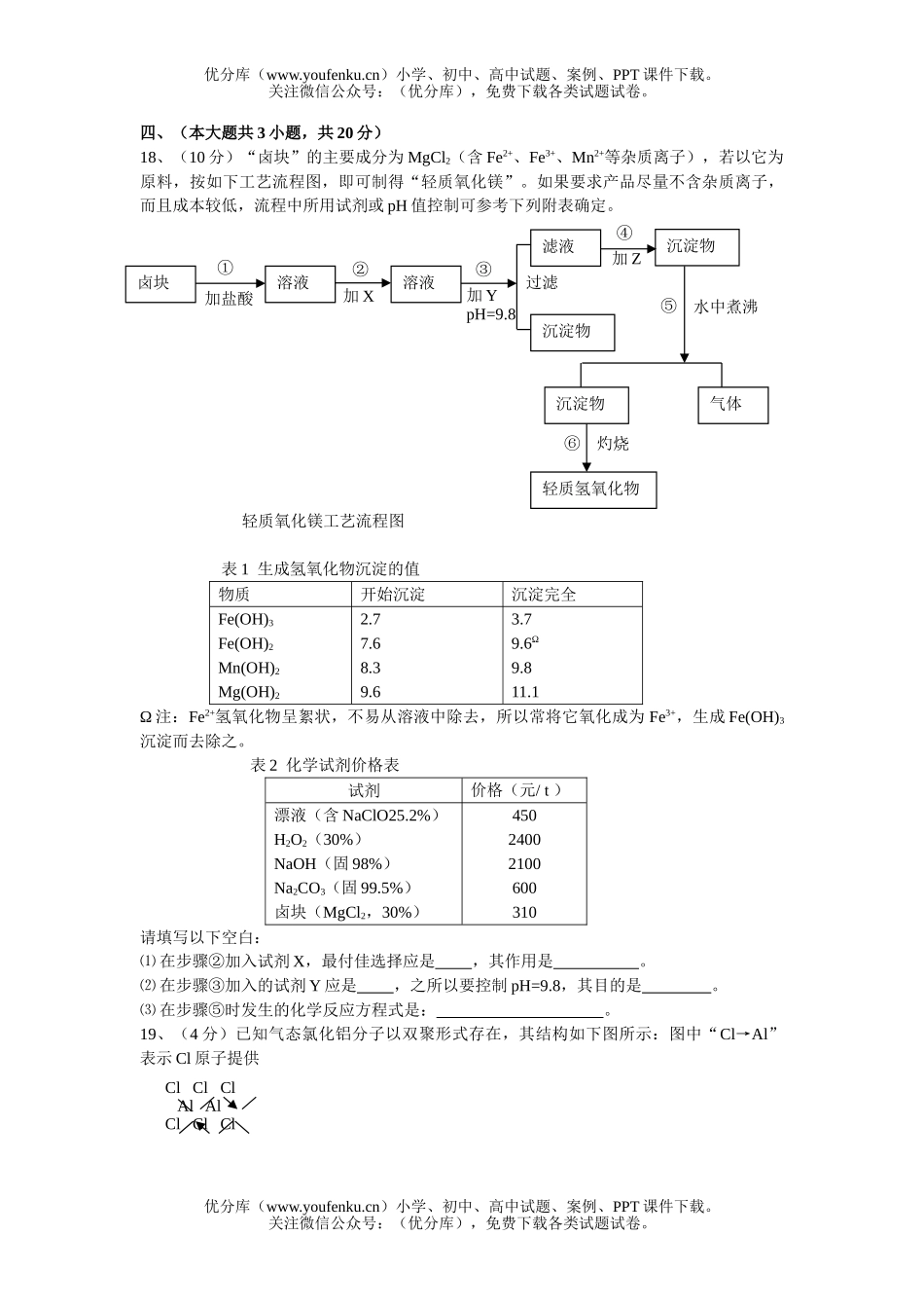 高中三年级化学试测题4试卷_第3页
