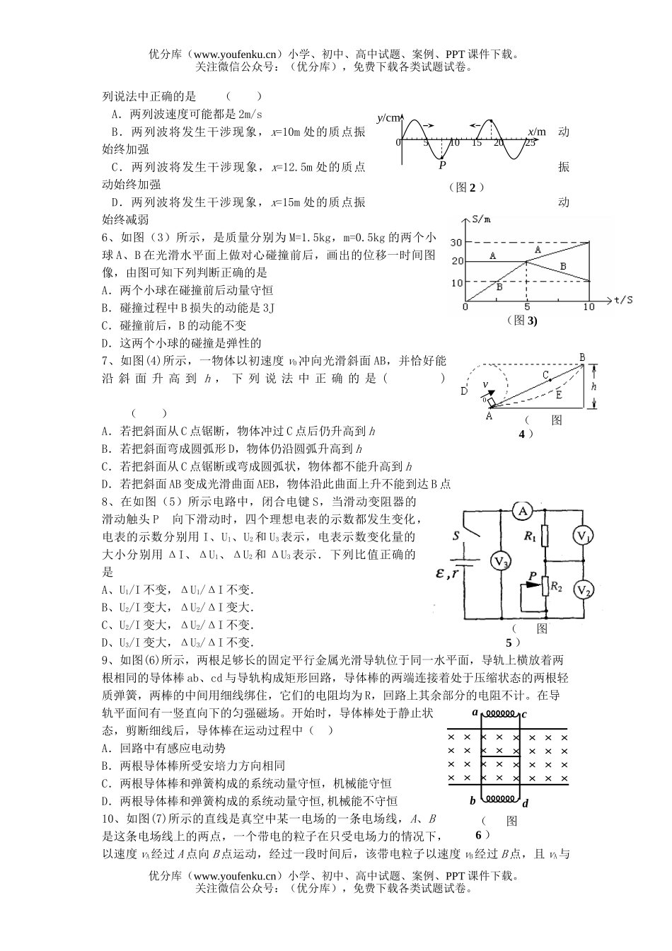 高中三年级物理高级中学毕业班第一次教学质量调研考试卷_第2页