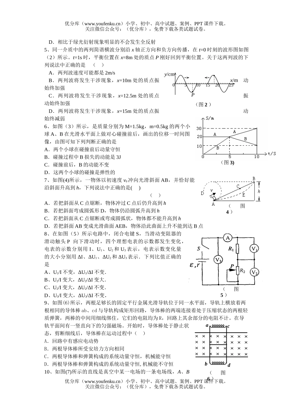 高中三年级物理毕业班教学质量调研考试卷_第2页