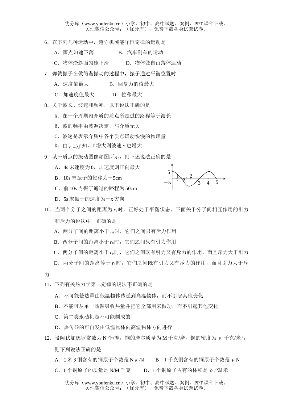 高中三年级物理会考练习(二)试卷_第2页