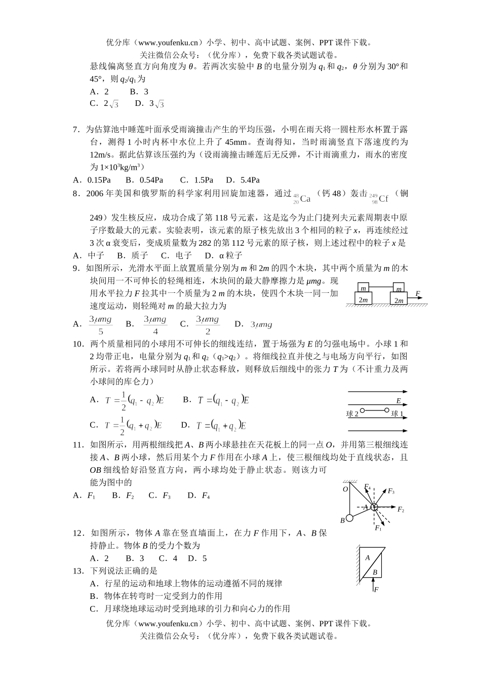 高中三年级物理复习练习试卷_第2页