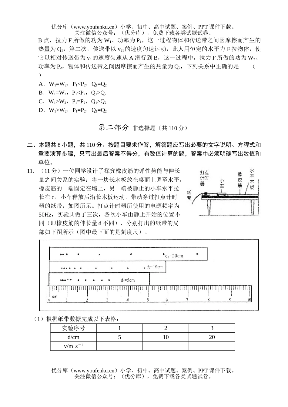 高中三年级物理综合测试卷_第2页