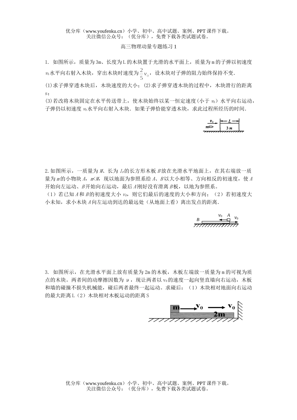 高中三年级物理动量专题练习1试卷_第1页