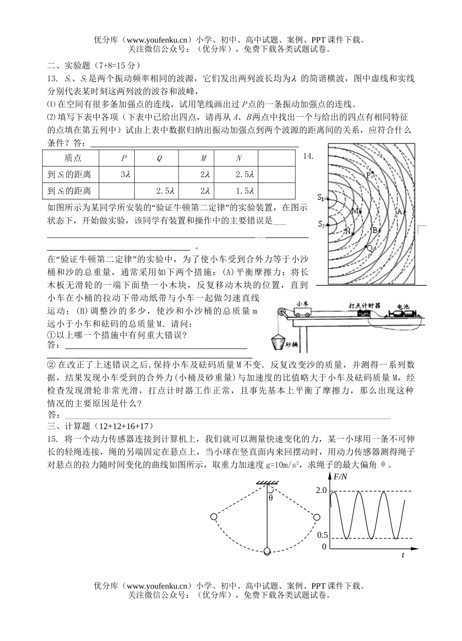 高中三年级物理08届上学期联考试卷_第3页