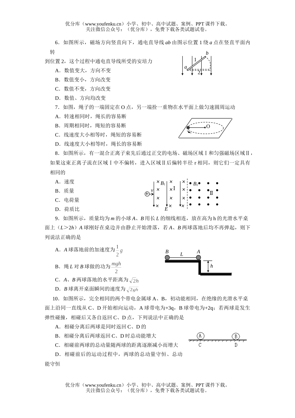 高中三年级物理08届统一测试卷_第2页