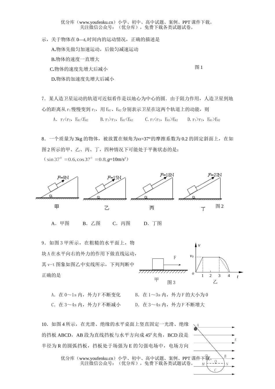 高中三年级物理08届毕业班调研测试卷_第2页