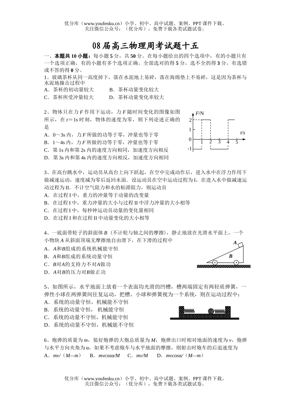 高中三年级物理08届周考十五试卷_第1页