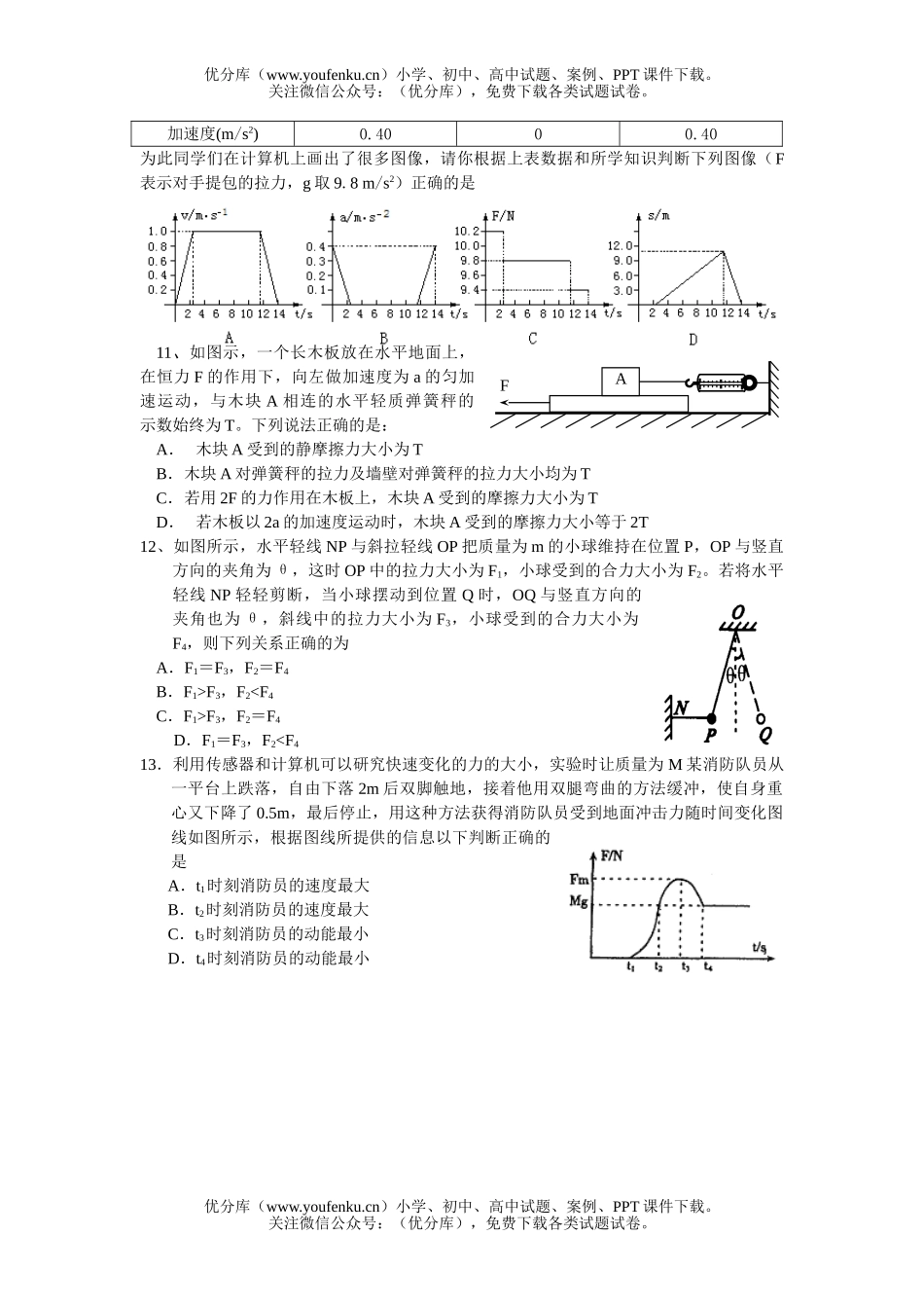 高中三年级物理08级上学期第一次统考试卷_第3页