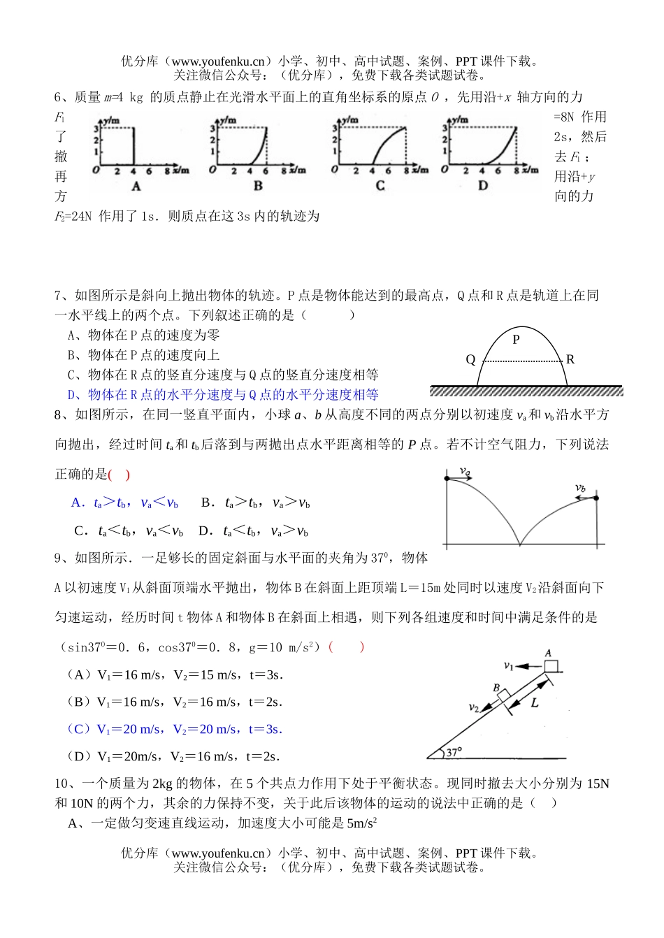 高中三年级物理选择题限时训练14试卷_第2页