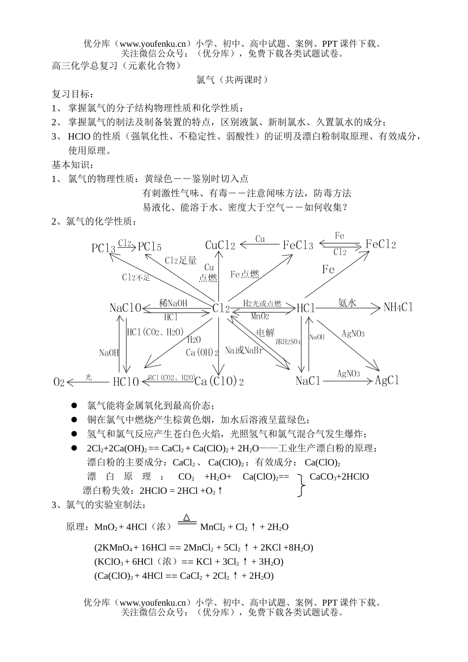 高中三年级化学总复习(元素化合物)试卷_第1页
