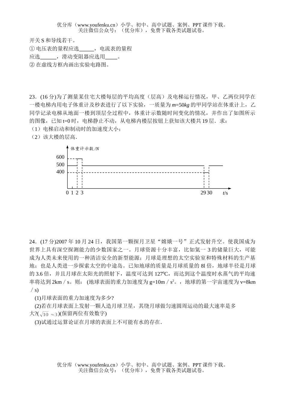 高中三年级物理08届理科综合复习六试卷_第2页