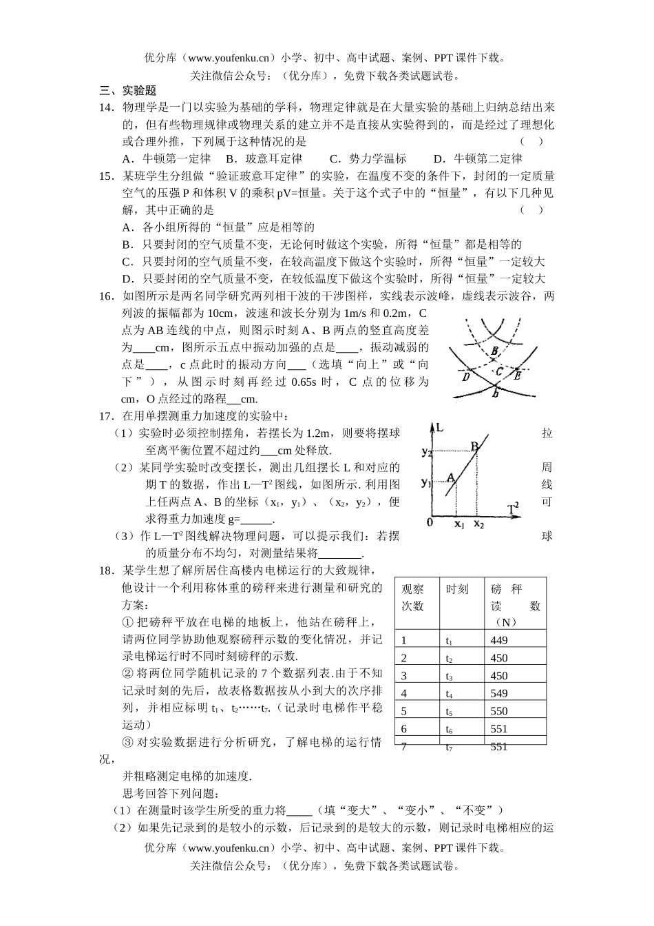 高中三年级物理高上学期质量检测试卷_第3页