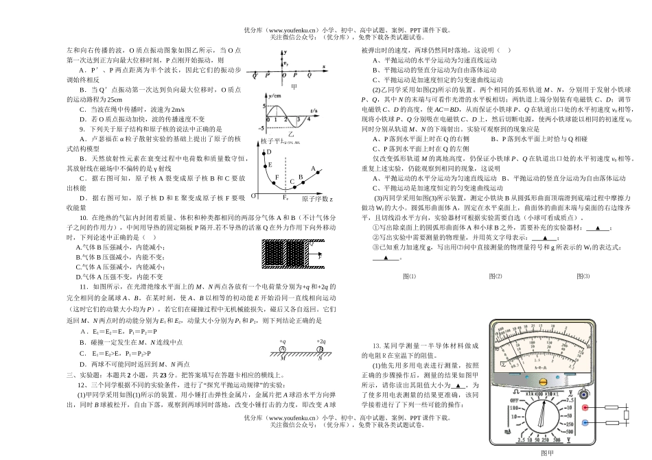 高中三年级物理模拟考试卷_第2页