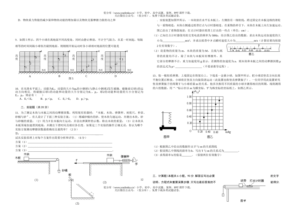 高中三年级物理上学期综合测试卷_第2页