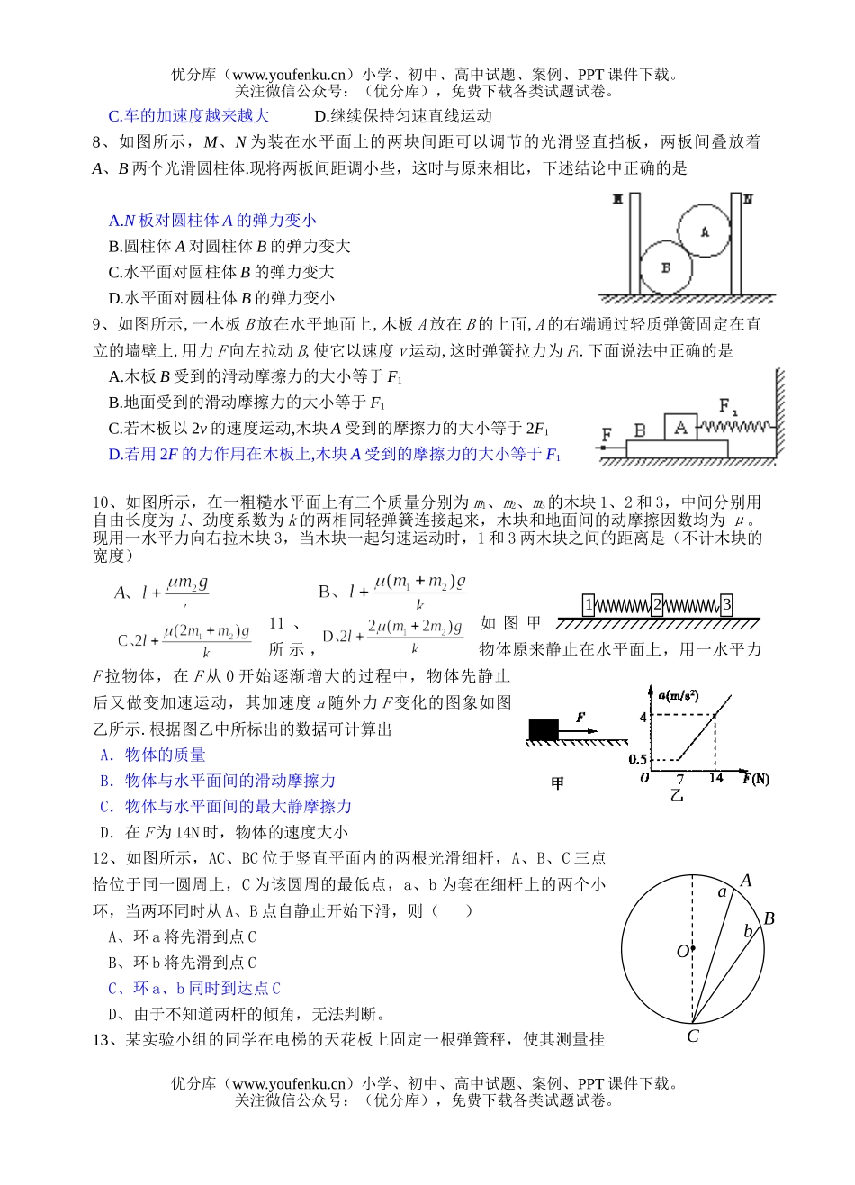 高中三年级物理直曲线运动物体间相互作用复习题试卷_第2页