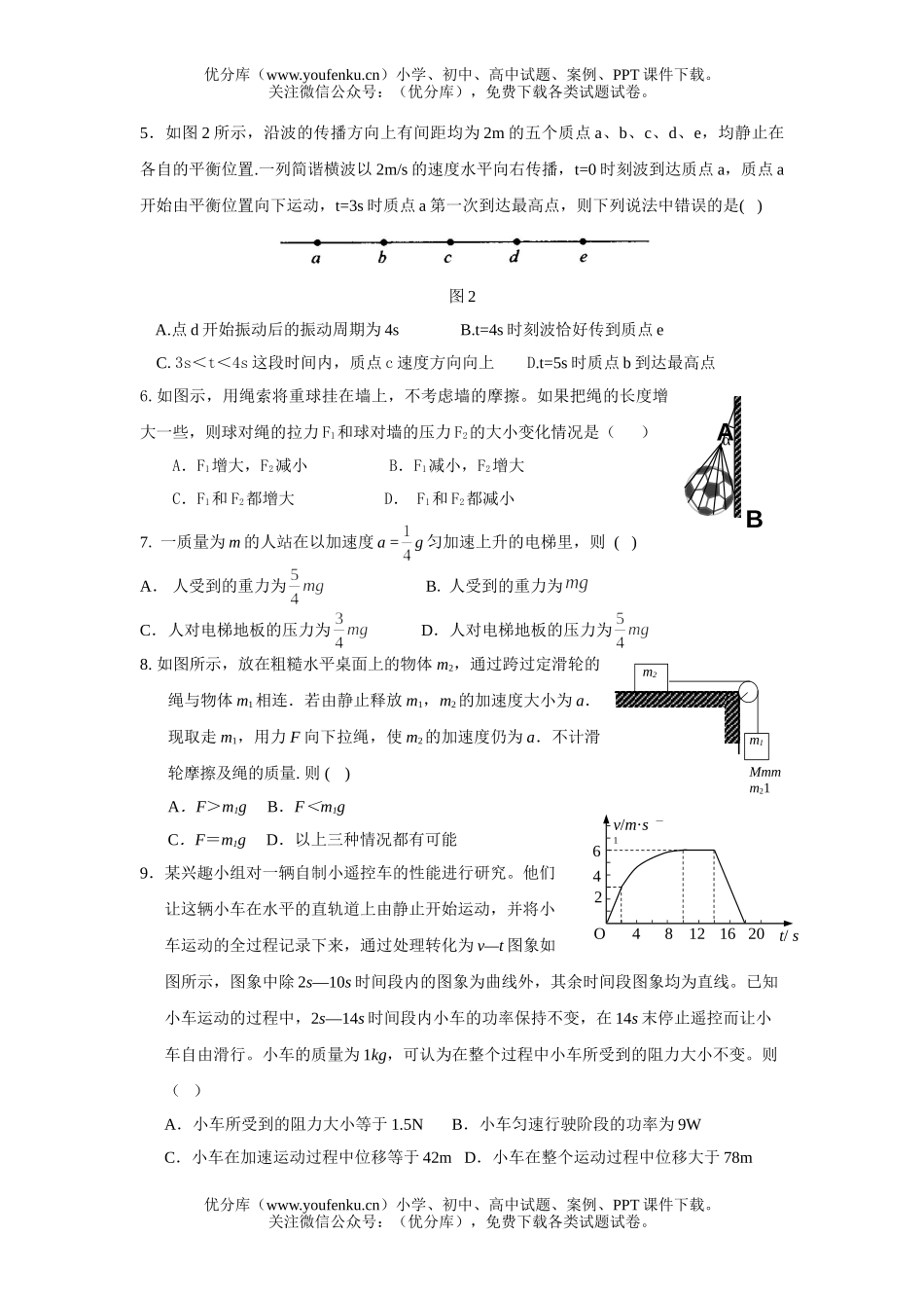 高中三年级物理第一学期第一次周练试卷_第1页