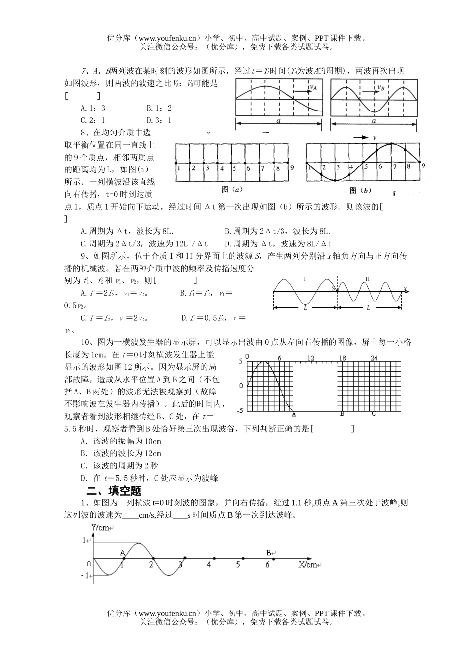 高中三年级物理机械振动与机械波单元测试卷_第2页