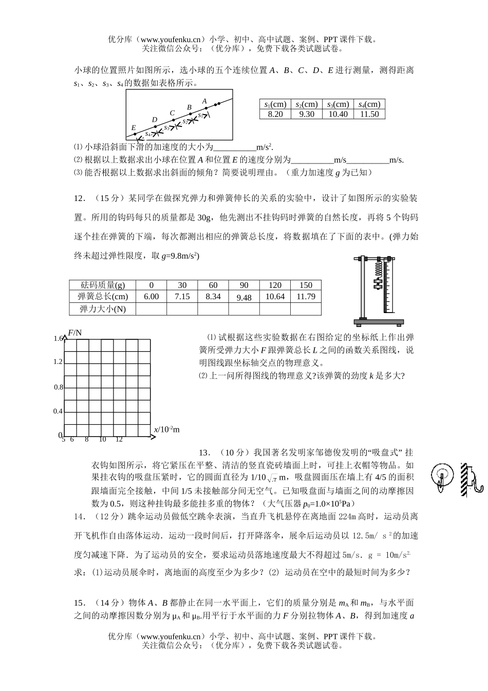 高中三年级物理力与直红运动周测题试卷_第3页