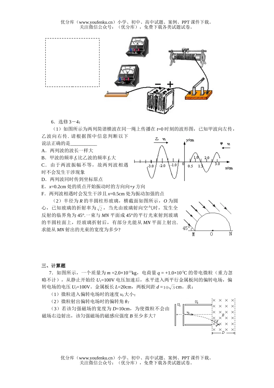 高中三年级物理张甸中学复习综合练习a试卷_第2页
