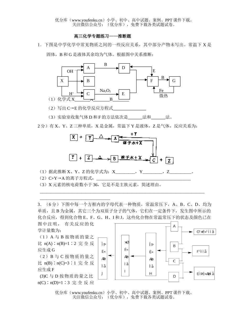 高中三年级化学专题练习-推断题试卷_第1页