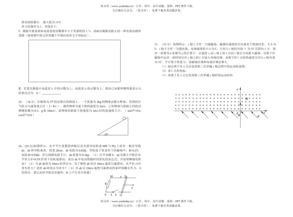 高中三年级物理下学期理综模拟训练试卷_第2页
