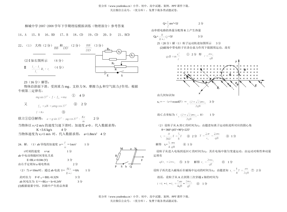 高中三年级物理下学期理综模拟训练试卷_第3页