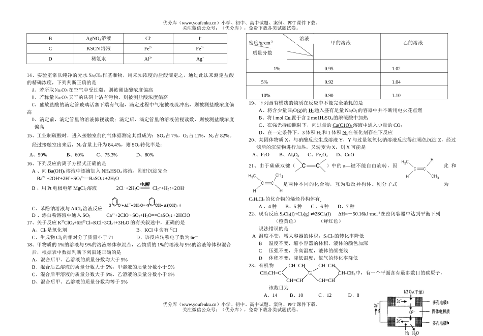 高中三年级化学第二学期奖学金考试卷_第2页