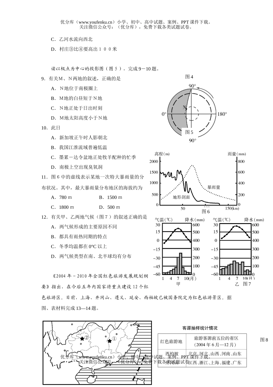 高中三年级地理2007届上学期基础调研测试卷_第2页