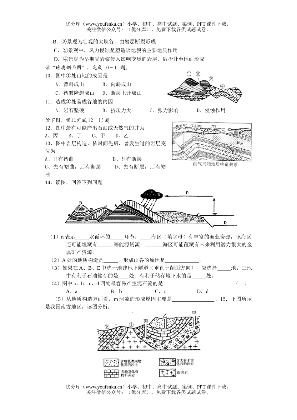 高中三年级地理信丰六中07届陆地环境练习试卷_第2页