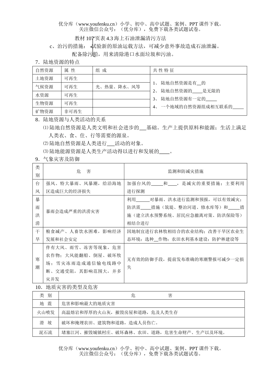 高中三年级地理会考总复习单元四试卷_第3页