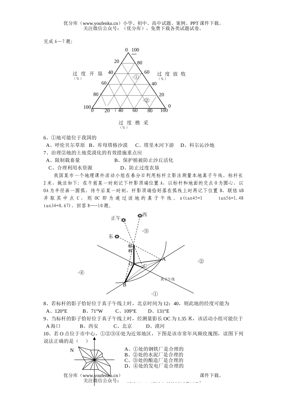 高中三年级地理下学期调研题试卷_第2页
