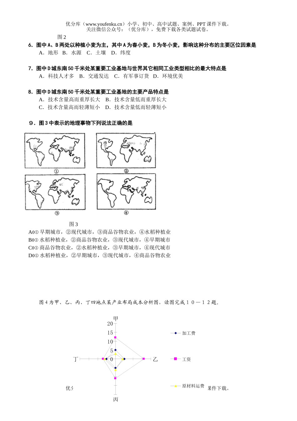 高中三年级地理人文测之一试卷_第2页