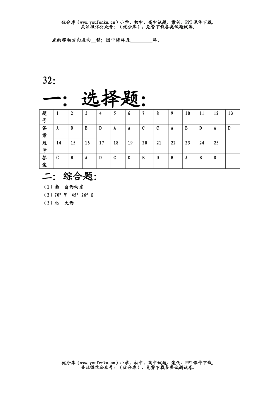 高中三年级地理综合训练试卷_第3页