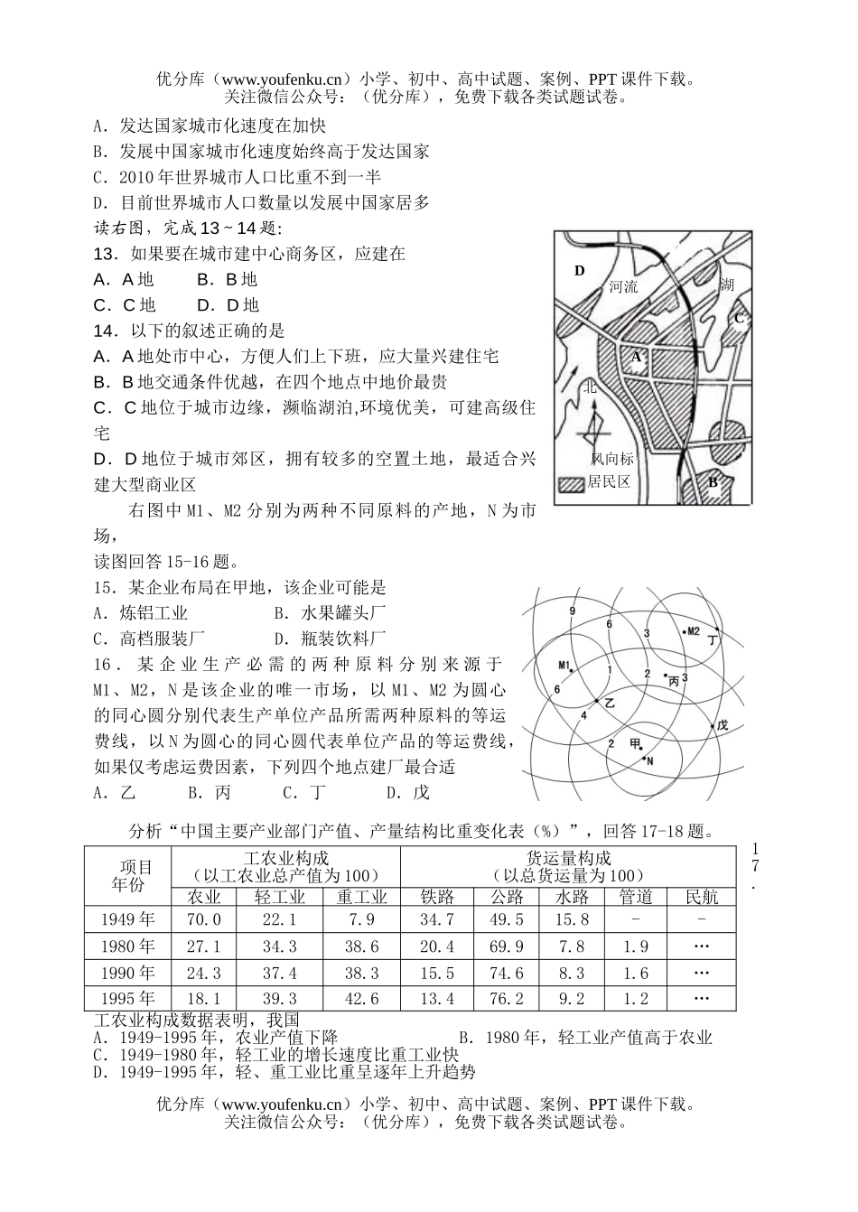 高中三年级地理高考预测试卷_第3页