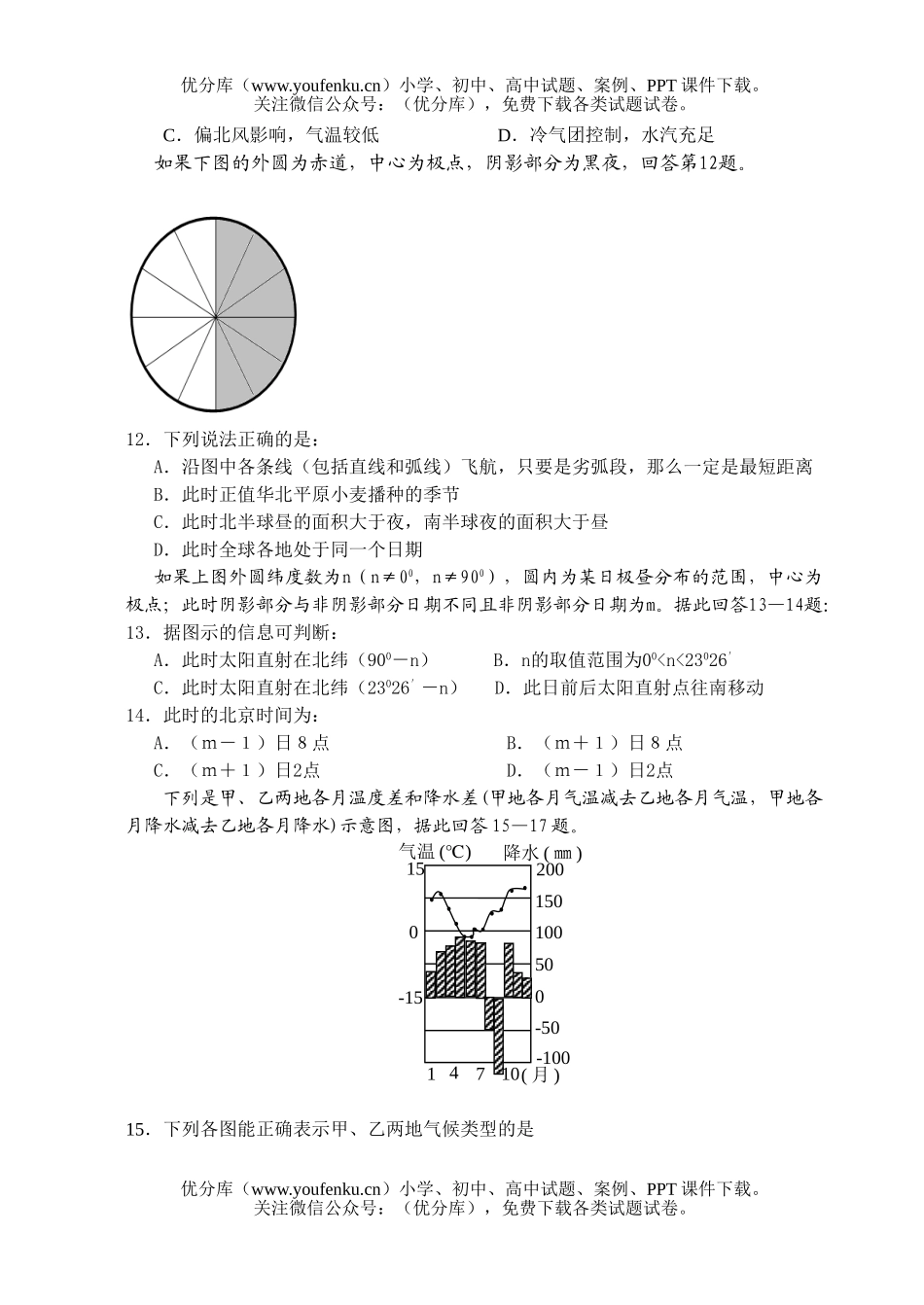 高中三年级地理人教版2006年百道选择题[整理]-试卷_第3页